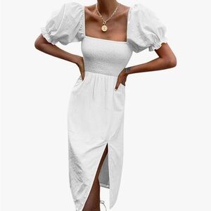 NWOT Elegant White Puff Sleeve Dress